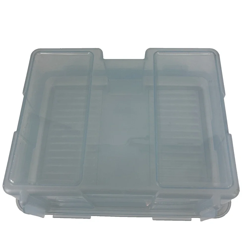 Rubbermaid Keeper Clear Blue Plastic Snap Case Hinged Storage Container 2283